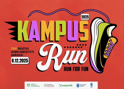 Plakat Kampus Run 2025 - bieg run for fun po kampusie 8 grudnia 