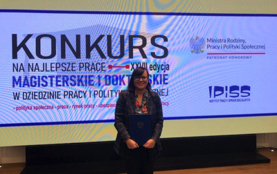 Zdjęcie z gali XXVII edycji Konkursu na najlepsze prace magisterskie i doktorskie w dziedzinie pracy i polityki społecznej