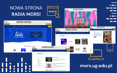 Grafika - nowa strona Radia MORS, zilustrowana zrzutami ekranu