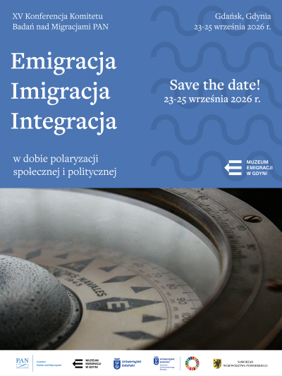 Plakat konferencji „Emigracja, imigracja, integracja w dobie polaryzacji społecznej i politycznej”