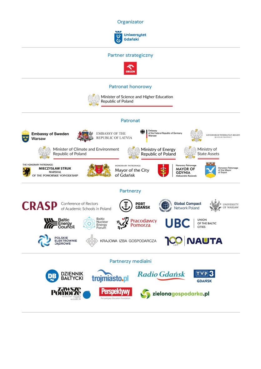Logotypy partnerów i patronów 1st Baltic Rectors Forum