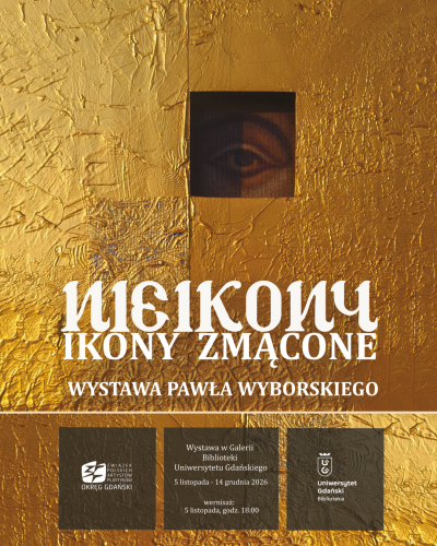 Plakat wystawy Pawła Wyborskiego "Nieikony. Ikony zmącone"; autorka projektu: Dominika Skutnik