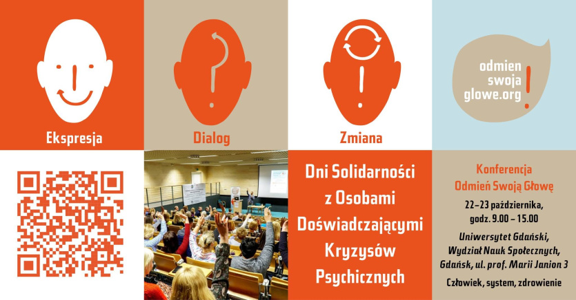 Baner promujący konferencję Odmień swoją głowę. Dni Solidarności z Osobami Doświadczającymi Kryzysów Psychicznych