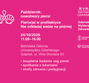 Grafika z różowym tłem i informacja o wydarzeniu