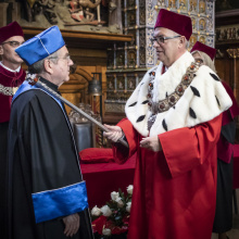 Uroczyste nadanie tytułu doktora honoris causa dr. Thomasowi Bachowi przez Rektora UG prof. Jerzego Gwizdałę, fot. K. Mystkowski/KFP