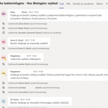 6. Podziękowania mówią (w tym wypadku piszą) same za siebie i można tylko pozazdrościć, że nie było się na wykładzie. Tak wyglądało zakończenie wykładu prof. dr hab. Grzegorza Węgrzyna pt.: „Galaktyka bakteriofagów”.