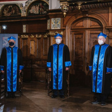 Od lewej: prof. Edmund Wittbrodt, prof. Zbigniew Grzonka, prof. Stefan Angielski
