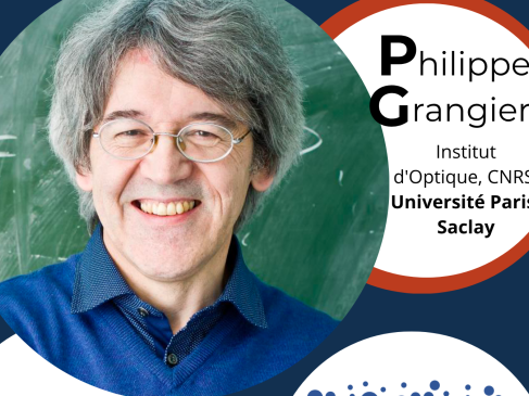 Zdjęcie prof. Philippe'a Grangiera, w dymkach nazwisko, data i godzina wykładu 15 maja godz. 17