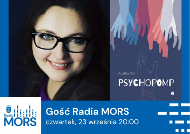Joanna Bogusławska i okładka jej książki Psychopomp