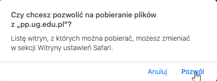 zezwalaj safari na pobieranie plików